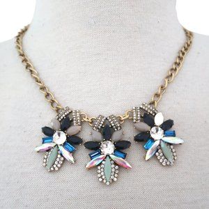 J CREW Triple Fleur pendant statement necklace